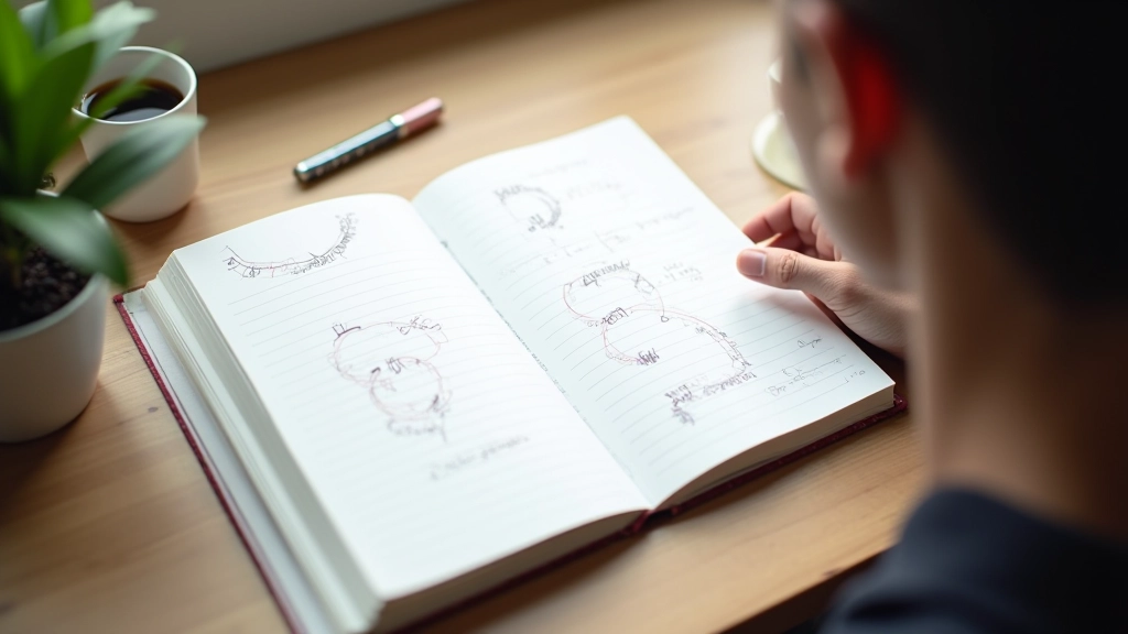 Notebook s tečkami, každá tečka reprezentuje jednu hotovou pomidoro
